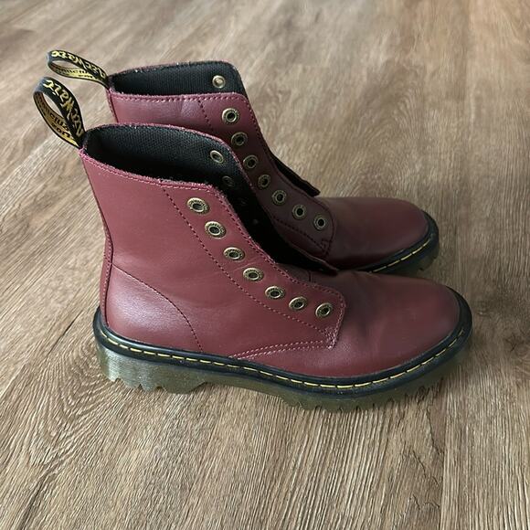 Dr. Martens Shoes - Dr. Martens Luana Vegan Cherry Red Combat Boots Size 6 No Laces NWOT